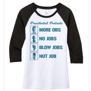 Funny Presidential Portraits Trump More Jobs Women's Tri-Blend 3/4-Sleeve Raglan Shirt