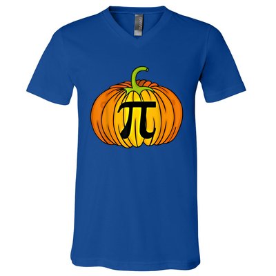 Funny Pumpkin Pie Math Teacher Halloween Thanksgiving Pi Day Gift V-Neck T-Shirt