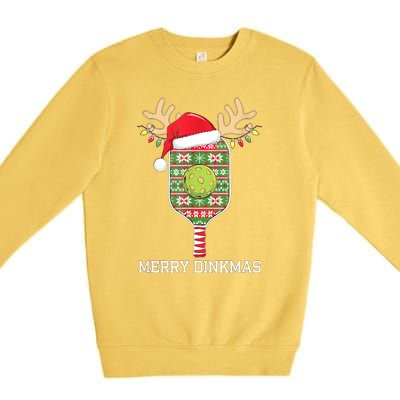 Funny Pickleball Paddles Christmas Family Matching Santa Hat Outfits Gift Premium Crewneck Sweatshirt