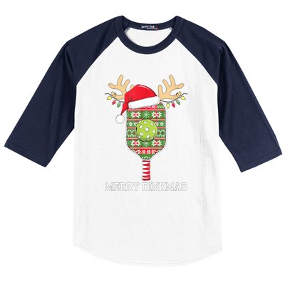 Funny Pickleball Paddles Christmas Family Matching Santa Hat Outfits Gift Baseball Sleeve Shirt