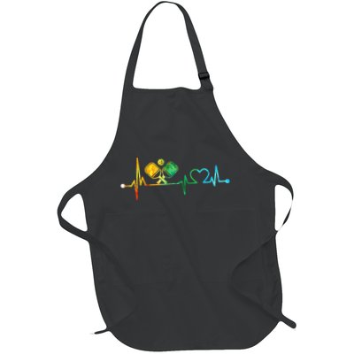 Funny Pickleball Paddle Heartbeat Vintage Colors Apron