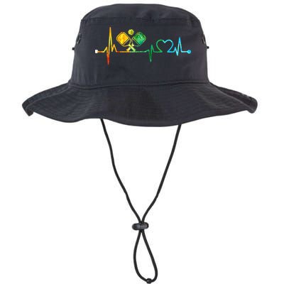 Funny Pickleball Paddle Heartbeat Vintage Colors Bucket Hat