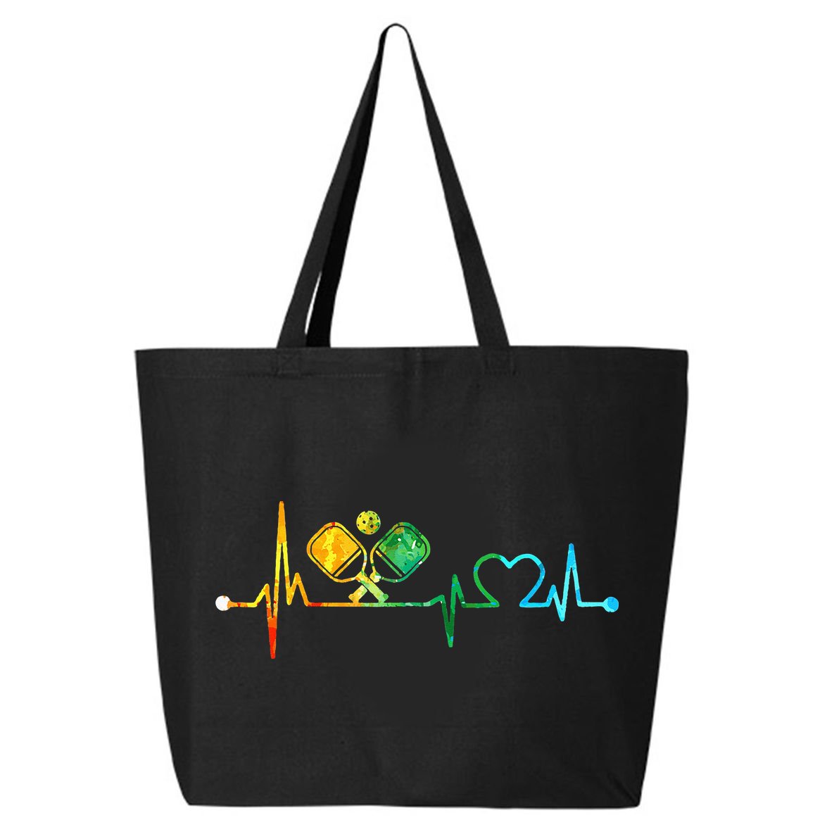 Funny Pickleball Paddle Heartbeat Vintage Colors 25L Jumbo Tote