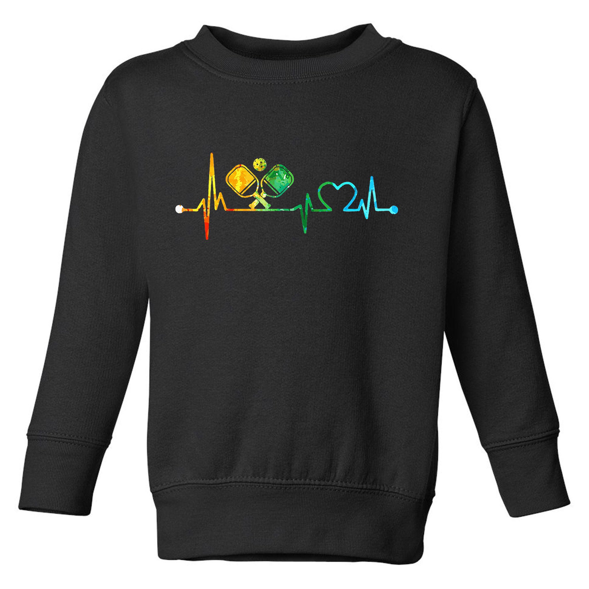 Funny Pickleball Paddle Heartbeat Vintage Colors Toddler Sweatshirt