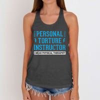 Funny PT Physical Therapist Gift Therapy Month Women's Knotted Racerback Tank