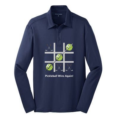 Fun Pickleball, Pickleball Tic Tac Toe Golf, Pickleball For Life Silk Touch Performance Long Sleeve Polo