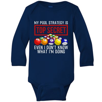 Funny Pool Player Billiards Gift For Men Women Game Play Gift Baby Long Sleeve Bodysuit