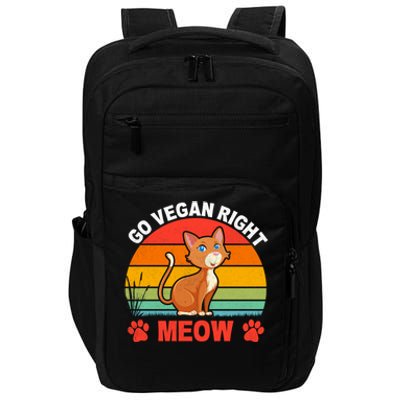 For Plant Powered Vegan Vegetarian Go Vegan Right Meow Funny Gift Impact Tech Backpack