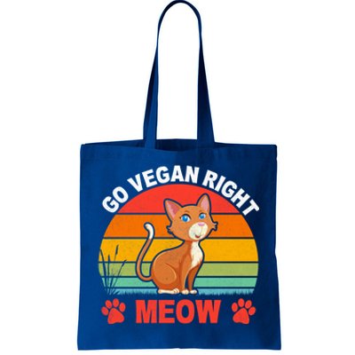 For Plant Powered Vegan Vegetarian Go Vegan Right Meow Funny Gift Tote Bag