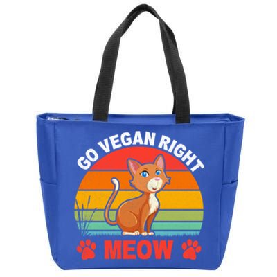 For Plant Powered Vegan Vegetarian Go Vegan Right Meow Funny Gift Zip Tote Bag