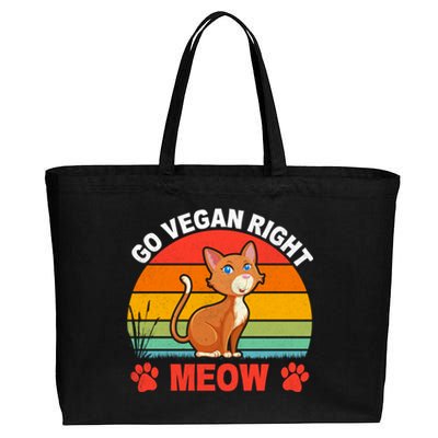 For Plant Powered Vegan Vegetarian Go Vegan Right Meow Funny Gift Cotton Canvas Jumbo Tote