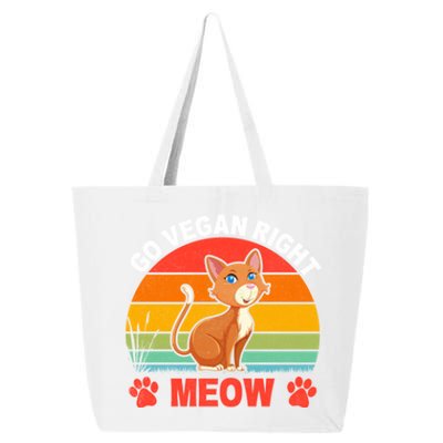 For Plant Powered Vegan Vegetarian Go Vegan Right Meow Funny Gift 25L Jumbo Tote