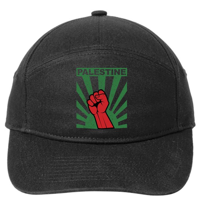 Free Palestine | Propaganda Style Palestine Fist 7-Panel Snapback Hat