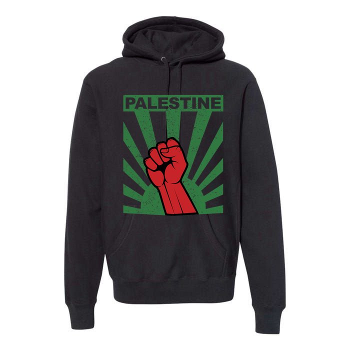 Free Palestine | Propaganda Style Palestine Fist Premium Hoodie