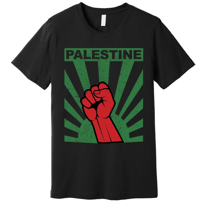 Free Palestine | Propaganda Style Palestine Fist Premium T-Shirt