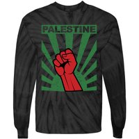 Free Palestine | Propaganda Style Palestine Fist Tie-Dye Long Sleeve Shirt