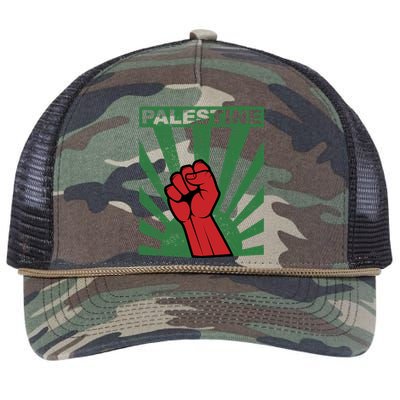 Free Palestine | Propaganda Style Palestine Fist Retro Rope Trucker Hat Cap