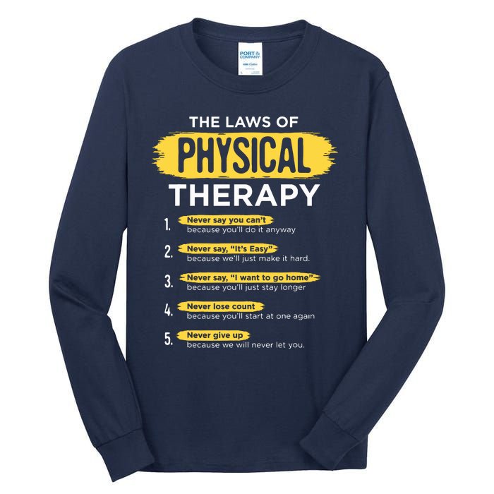 Funny PT Physical Therapy Gift Therapist Month Tall Long Sleeve T-Shirt