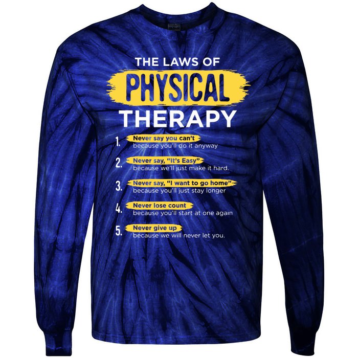 Funny PT Physical Therapy Gift Therapist Month Tie-Dye Long Sleeve Shirt