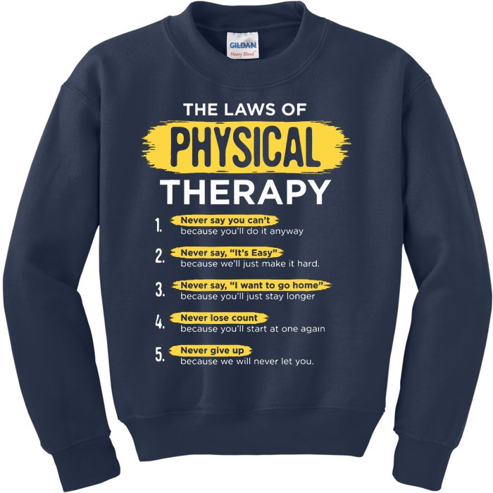 Funny PT Physical Therapy Gift Therapist Month Kids Sweatshirt