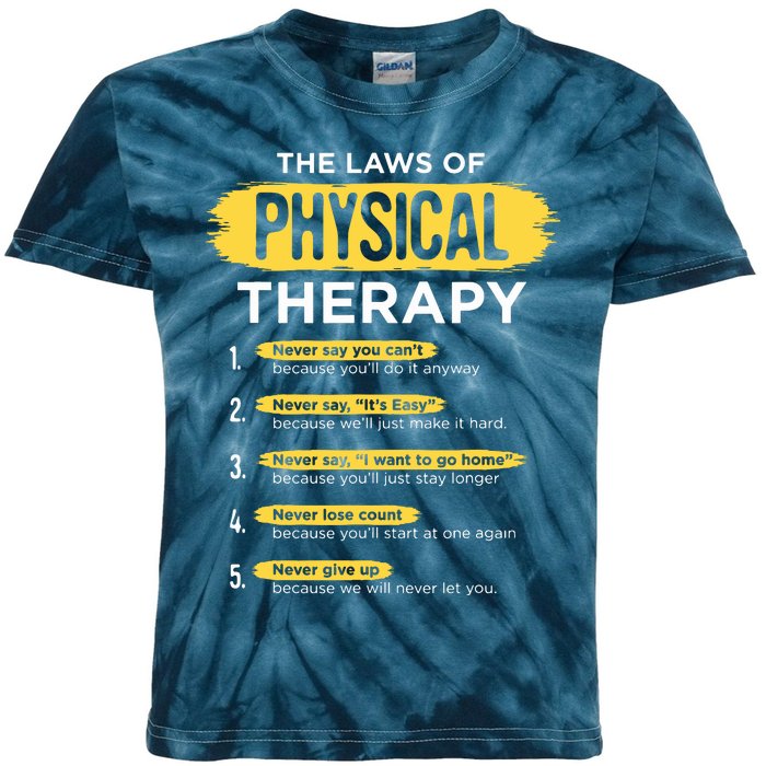 Funny PT Physical Therapy Gift Therapist Month Kids Tie-Dye T-Shirt