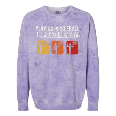 Funny Playing Pickleball Improves Memory Pickleball Colorblast Crewneck Sweatshirt