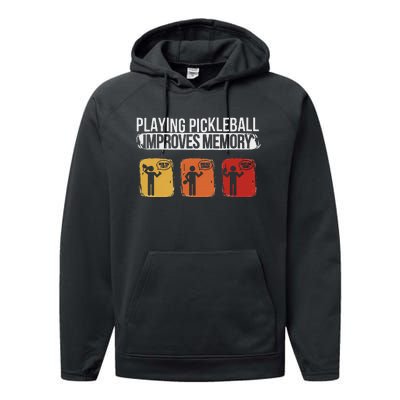 Funny Playing Pickleball Improves Memory Pickleball Performance Fleece Hoodie