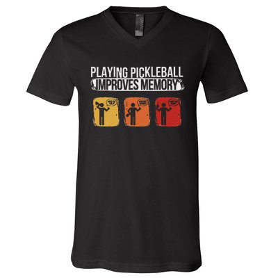 Funny Playing Pickleball Improves Memory Pickleball V-Neck T-Shirt