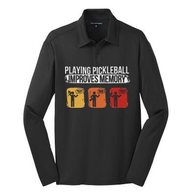 Funny Playing Pickleball Improves Memory Pickleball Silk Touch Performance Long Sleeve Polo