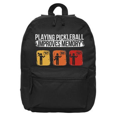 Funny Playing Pickleball Improves Memory Pickleball 16 in Basic Backpack