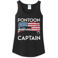 Funny Patriotic Pontoon Captain Us American Flag Funny Boat Owner Ladies Essential Tank