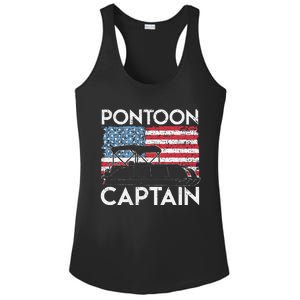 Funny Patriotic Pontoon Captain Us American Flag Funny Boat Owner Ladies PosiCharge Competitor Racerback Tank