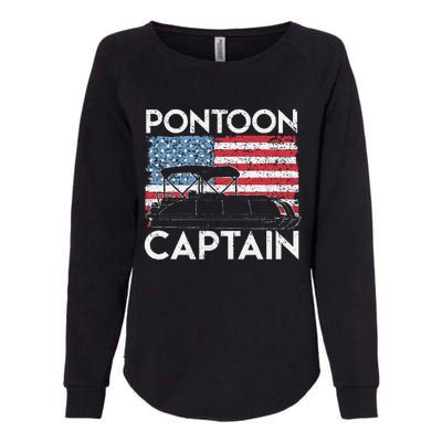 Funny Patriotic Pontoon Captain Us American Flag Funny Boat Owner Womens California Wash Sweatshirt