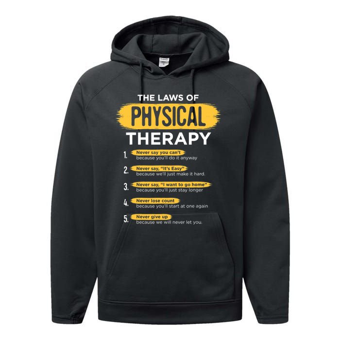 Funny PT Physical Therapy Gift Therapist Month TShirt Performance Fleece Hoodie