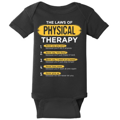 Funny PT Physical Therapy Gift Therapist Month TShirt Baby Bodysuit