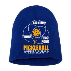 Funny Pickleball Paddleball Where The Real Game Starts Meaningful Gift Short Acrylic Beanie