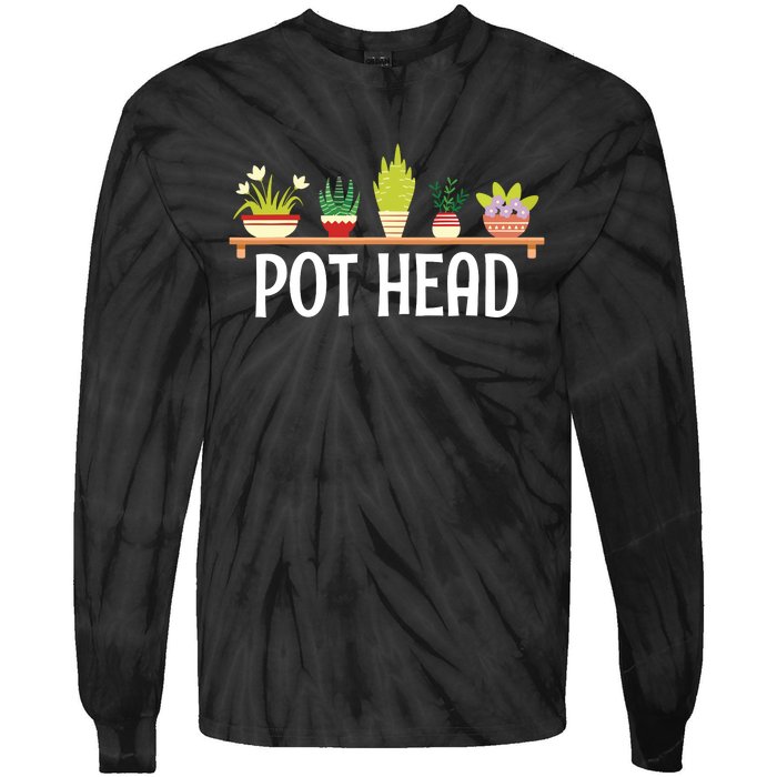 Funny Pot Plants Head Cute Funny Succulent Garden Gardening Tie-Dye Long Sleeve Shirt