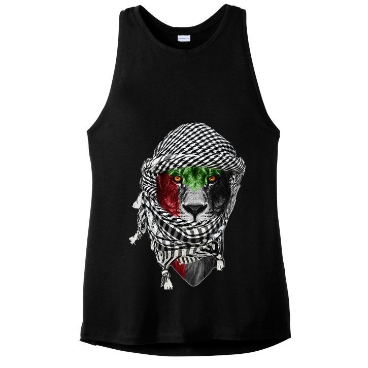 Free palestine Palestinian lion Ladies PosiCharge Tri-Blend Wicking Tank
