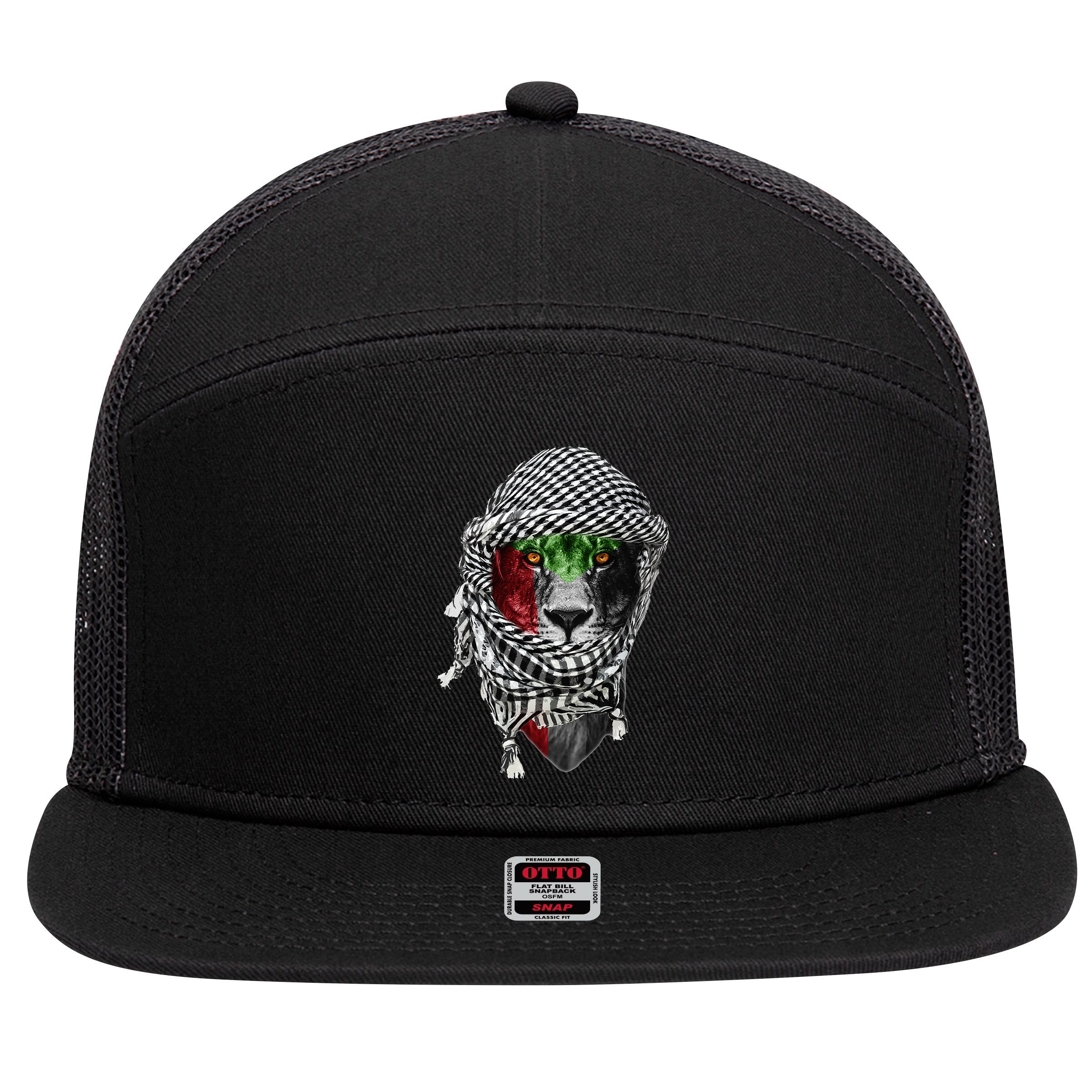 Free palestine Palestinian lion 7 Panel Mesh Trucker Snapback Hat
