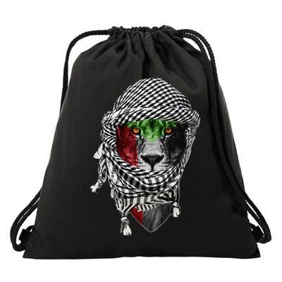 Free palestine Palestinian lion Drawstring Bag