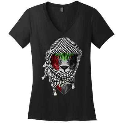 Free palestine Palestinian lion Women's V-Neck T-Shirt