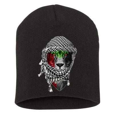 Free palestine Palestinian lion Short Acrylic Beanie