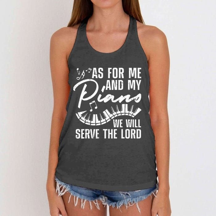 Funny Piano Player Art Pianist Piano Teacher Women's Knotted Racerback Tank