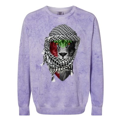 Free Palestine Palestinian Lion Funny Gift Colorblast Crewneck Sweatshirt