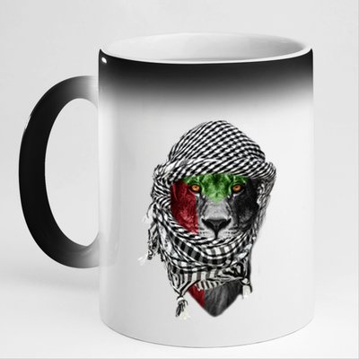 Free Palestine Palestinian Lion Funny Gift 11oz Black Color Changing Mug