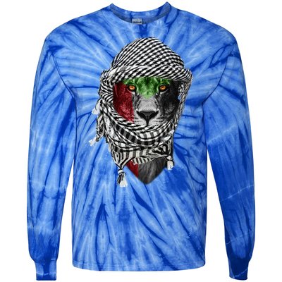 Free Palestine Palestinian Lion Funny Gift Tie-Dye Long Sleeve Shirt