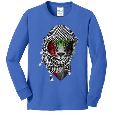 Free Palestine Palestinian Lion Funny Gift Kids Long Sleeve Shirt