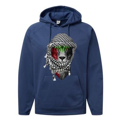 Free Palestine Palestinian Lion Funny Gift Performance Fleece Hoodie