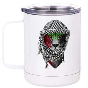 Free Palestine Palestinian Lion Funny Gift 12 oz Stainless Steel Tumbler Cup