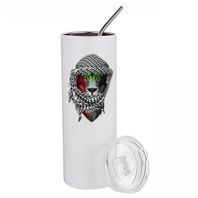 Free Palestine Palestinian Lion Funny Gift Stainless Steel Tumbler